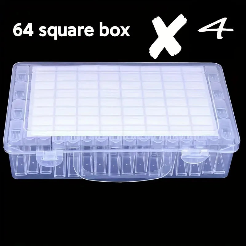 64-Slot Diamond Painting Storage Box with Clear Snap-Lid Containers