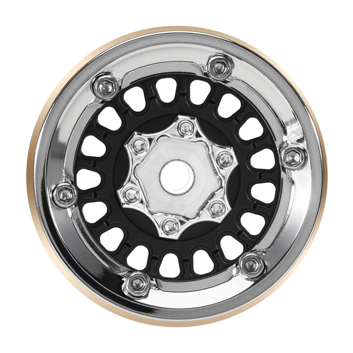 Roues à loquet de perles argent et or pour un crawler RC