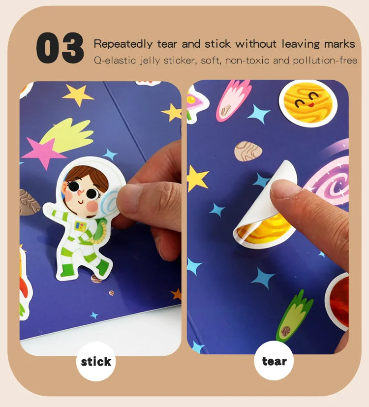 Reusable Sticker Book for Kids – Mess-Free Pretend Play & Learning Themes