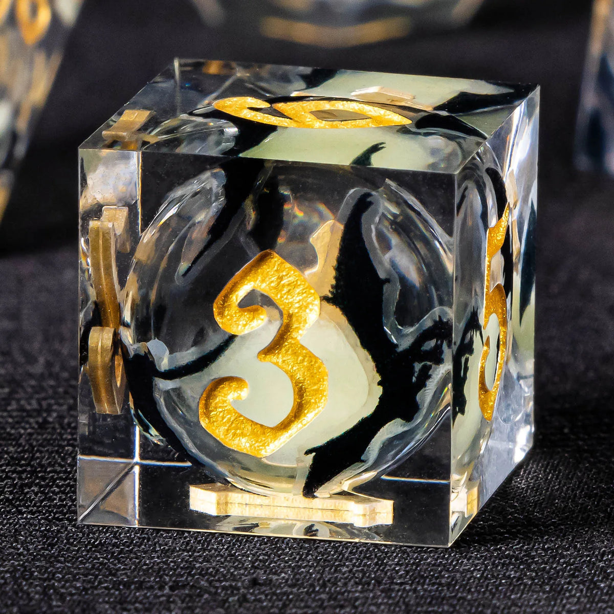 Liquid Core Glow D&D Dice Set with Sharp Edges