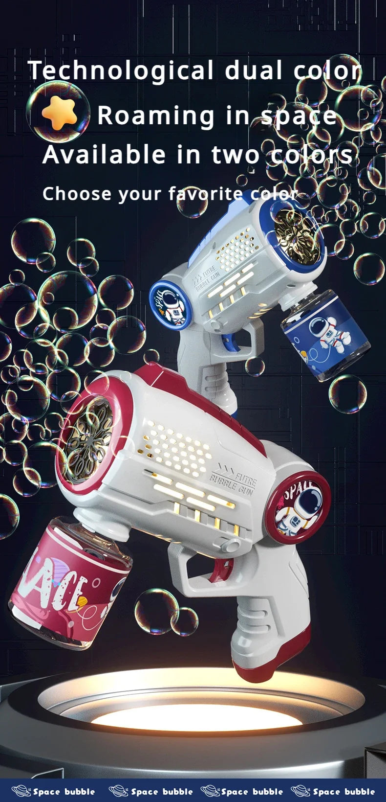 Automatic Astronaut Bubble Gun with LED Lights
