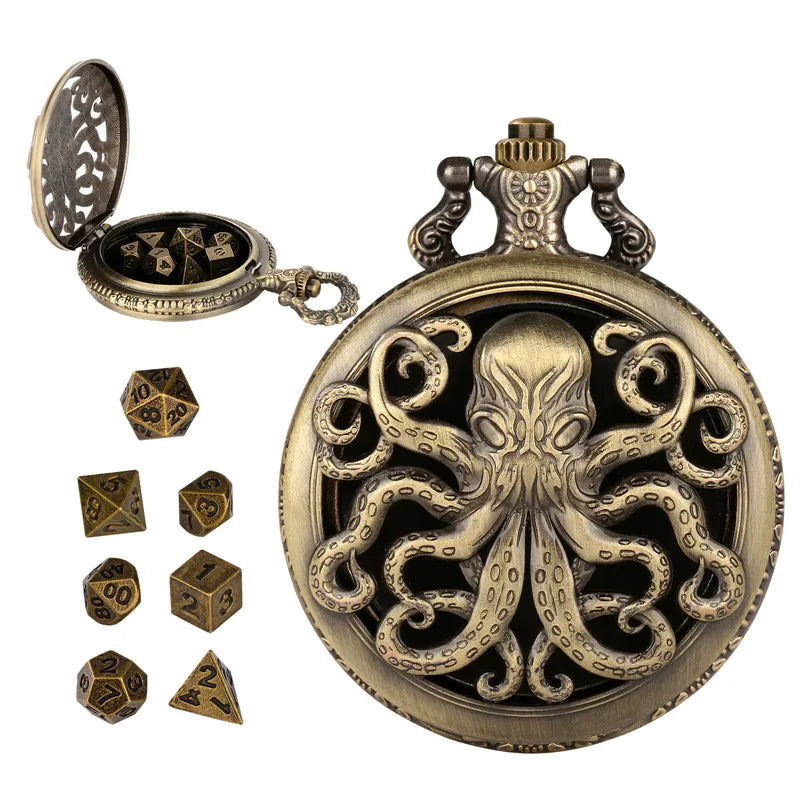 Octopus Pocket Watch Dice Set with Chain