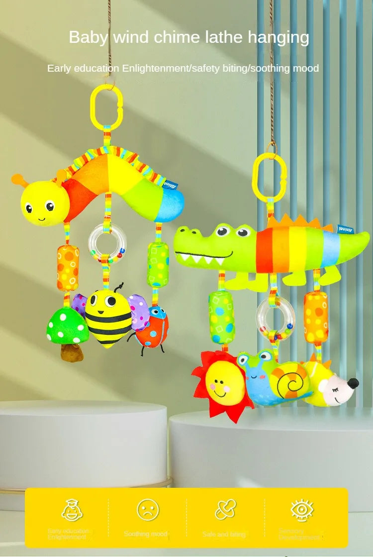Rainbow Animal Plush Stroller Toy for Babies 0-3 Years