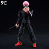 A fully articulated 14cm action figure of Yuji Itadori from Jujutsu Kaisen, featuring pink hair and a dark outfit.