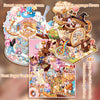 A collection of sweet and fantasy themed 3D stereoscopic scenery stickers featuring houses, sweets, and magical elements.