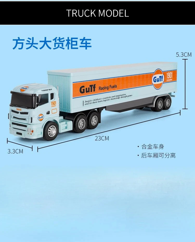 1:64 Scale Die-Cast Trailer Truck with Container - Gulf Racing Edition