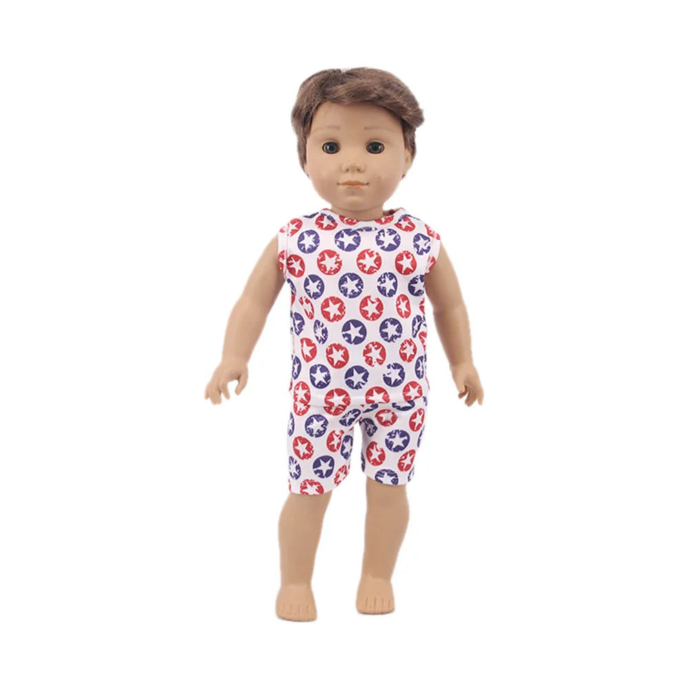 Bear Print Casual Outfit for 43 cm Baby Dolls