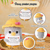Handmade crochet penguin doll with a straw hat and a positive affirmation card