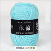 A ball of light blue milk cotton yarn labeled with Chinese characters and a YIMIAN brand mark.