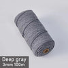 A spool of deep gray 3mm cotton macrame cord measuring 100 meters.