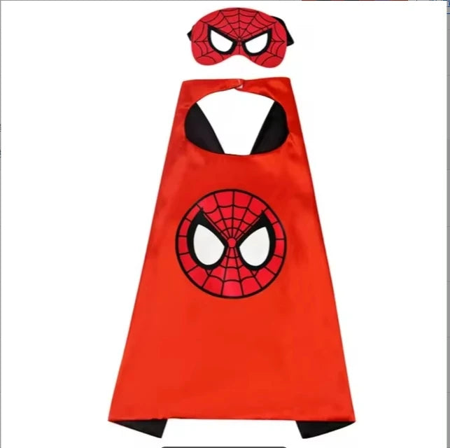 Red Spider-Man superhero cape and mask set for kids dress-up