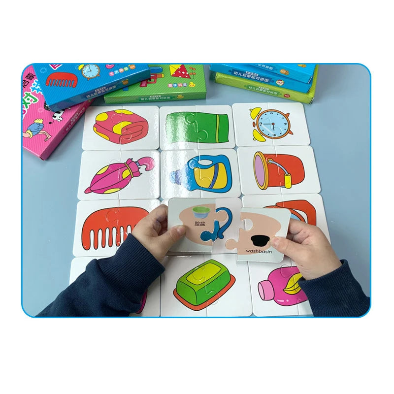 Toddler Animal & Fruit Puzzle Cards with Truck Matching Game