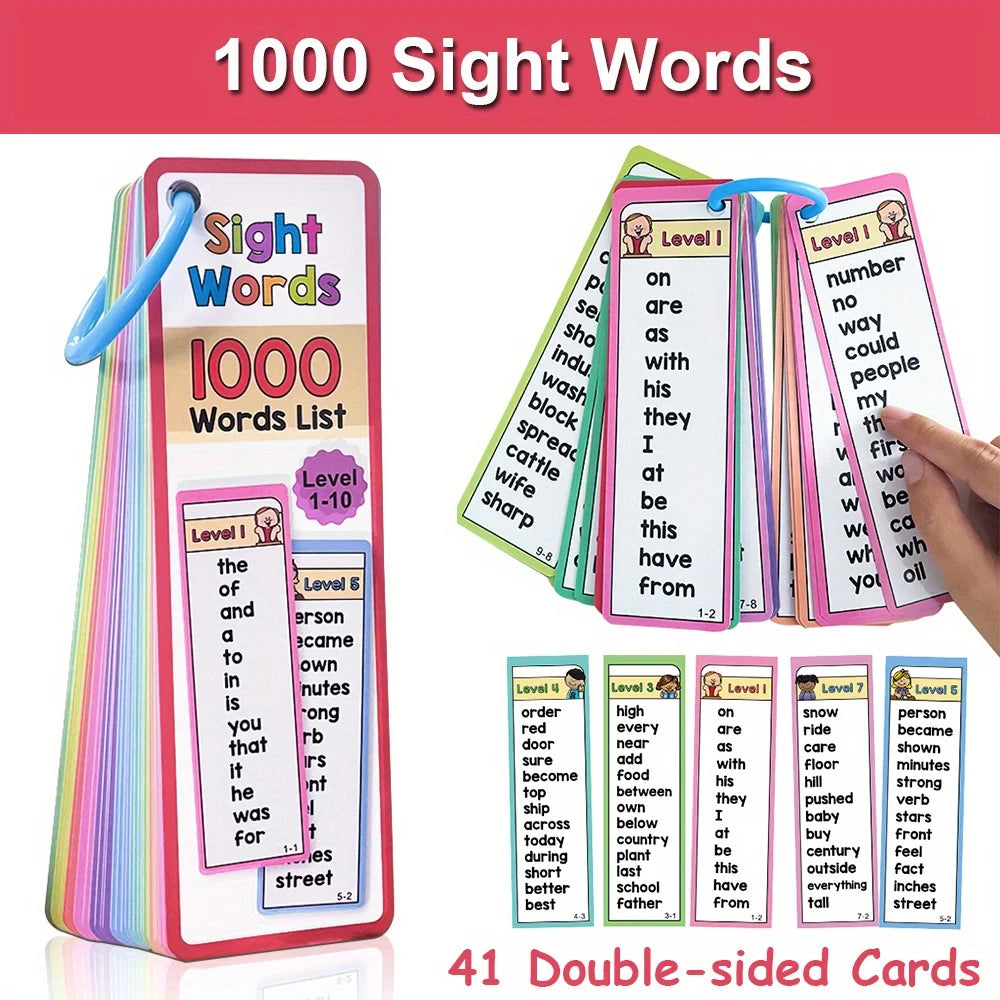 1000 Sight Words Flash Cards for Kids Learning Set