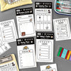 A collection of cute stationery memo pads and weekly planning sheets for daily organization and notes.