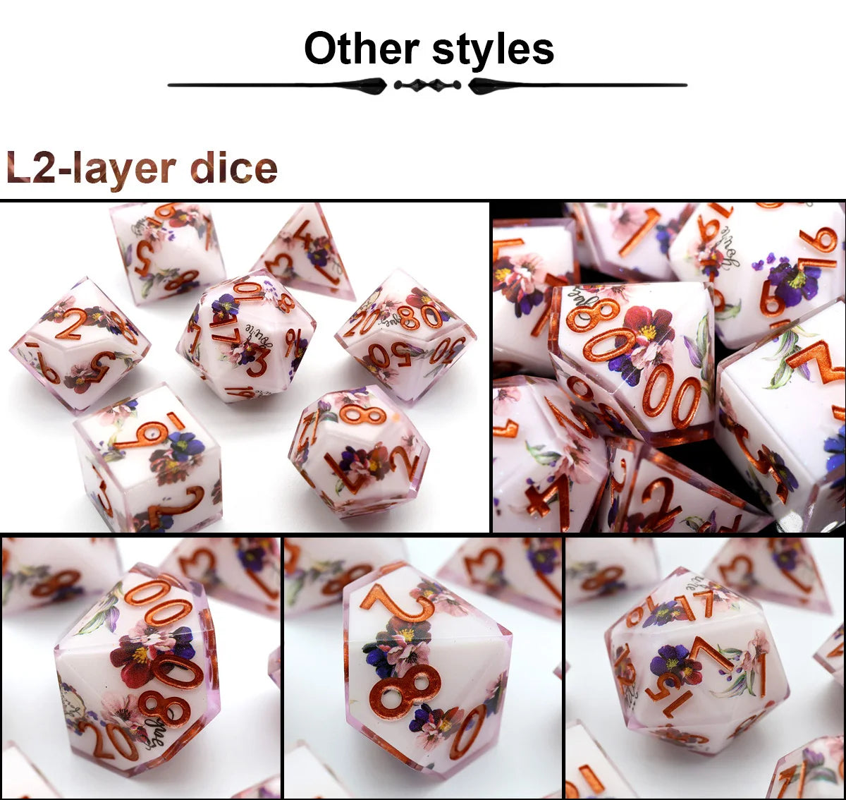 Handmade Resin Polyhedral Dice Set with Sharp Edges