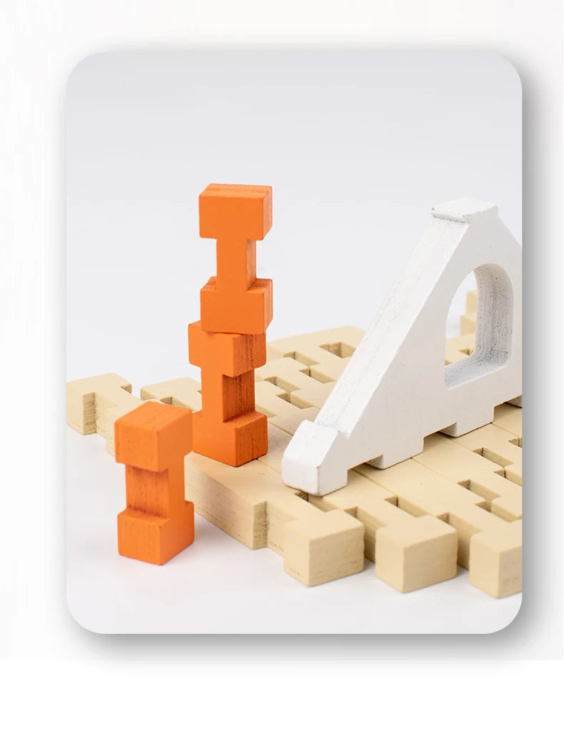 Natural Wooden Building Blocks Set for Toddlers