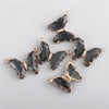 Gold-toned butterfly charm beads with black and gray stones for jewelry making