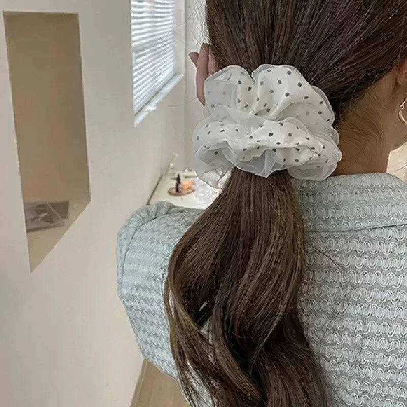 Polka Dot Mesh Scrunchie Hair Ties
