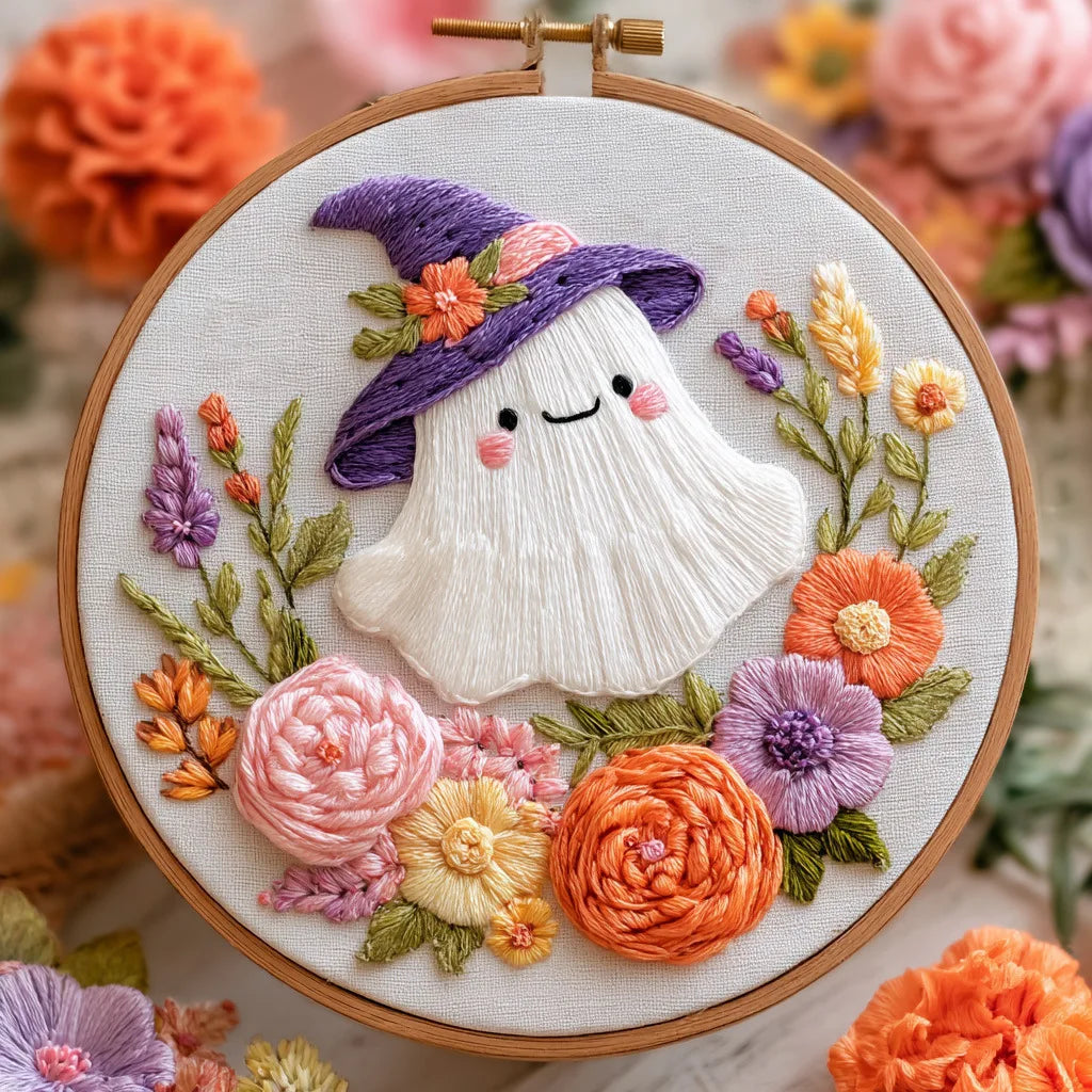 Fall Harvest Pumpkin Embroidery Kit for Adults