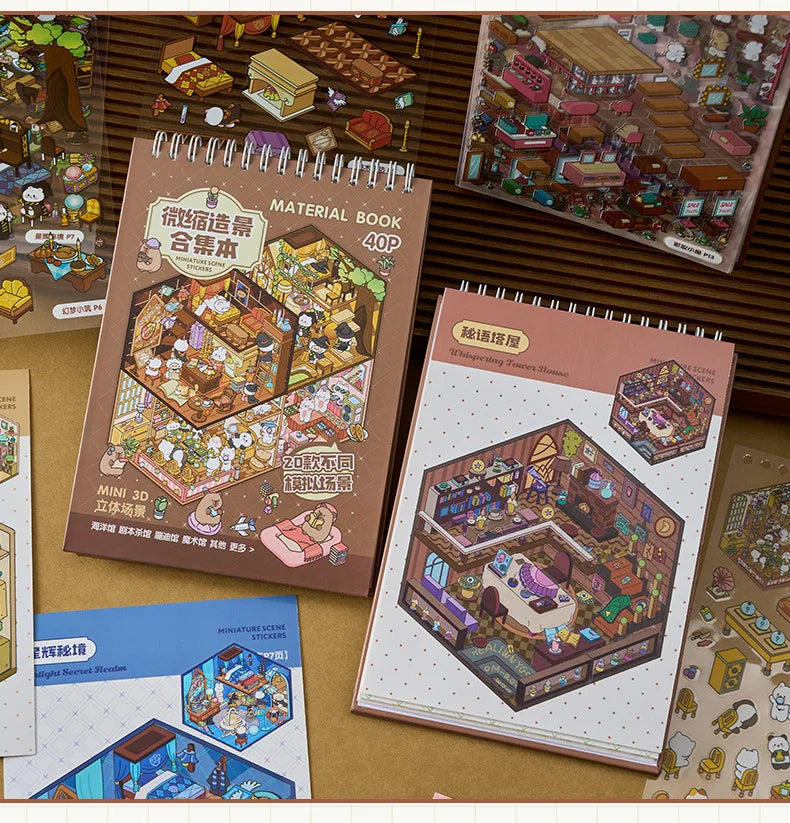 3D Landscape Sticker Collection Book for Scrapbooking & Journaling