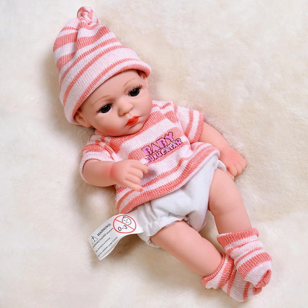 Lifelike 12-Inch Reborn Baby Doll with Outfit – Soft Vinyl, Huggable & Cute