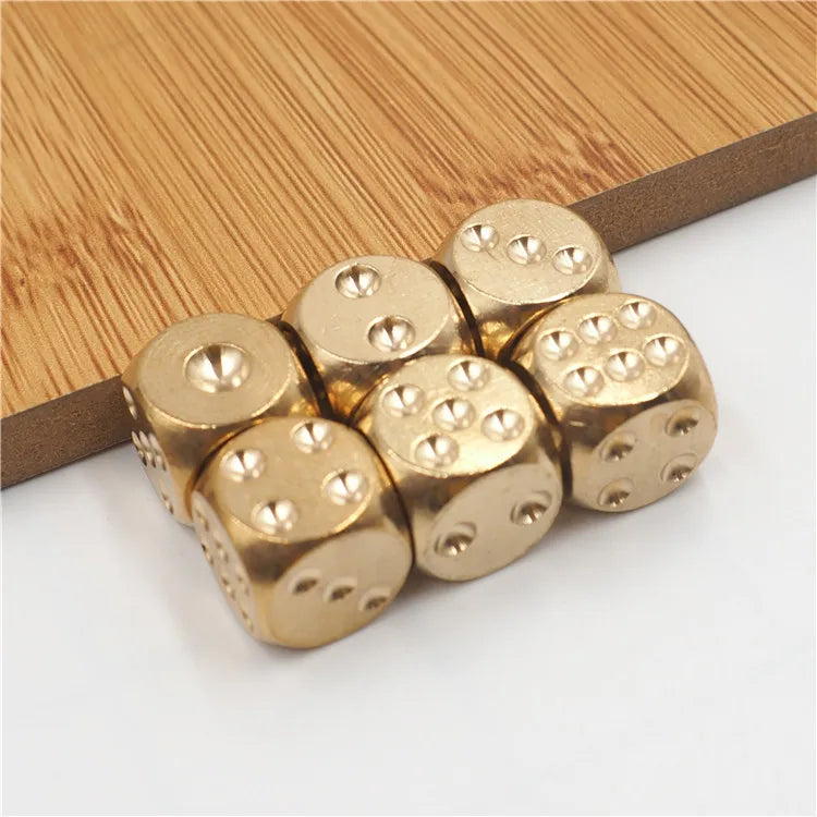 Solid Brass Gold Dice Set – 15mm Hand-Polished Game Dice