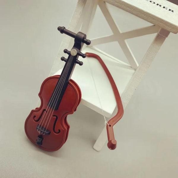 Handcrafted Miniature Wooden Violin Decoration