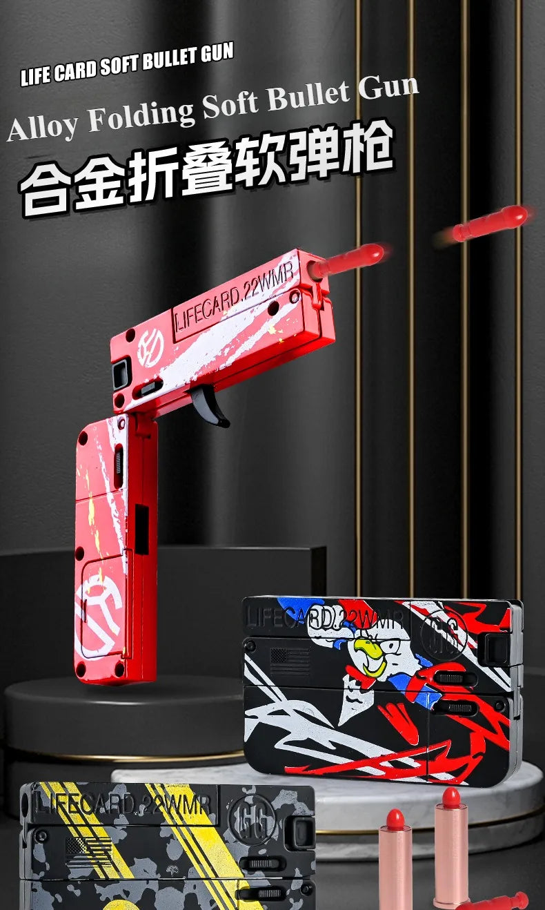 Compact Alloy Folding Blaster Pistol with Soft Bullets