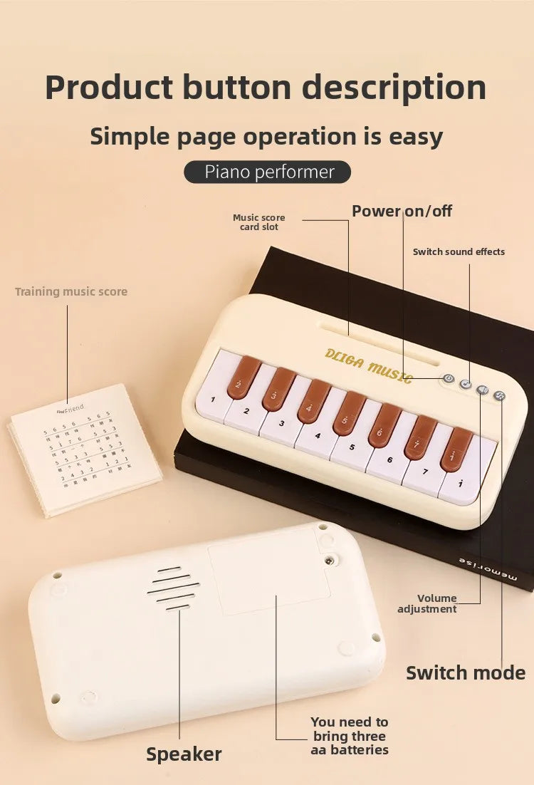 Mini Electronic Keyboard Piano with Light Effects for Kids