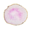 A round, translucent pink resin palette with a gold trim.