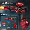 A red Z-Lock electric water blaster gun with a large plunger and accessories shown in a studio setting.