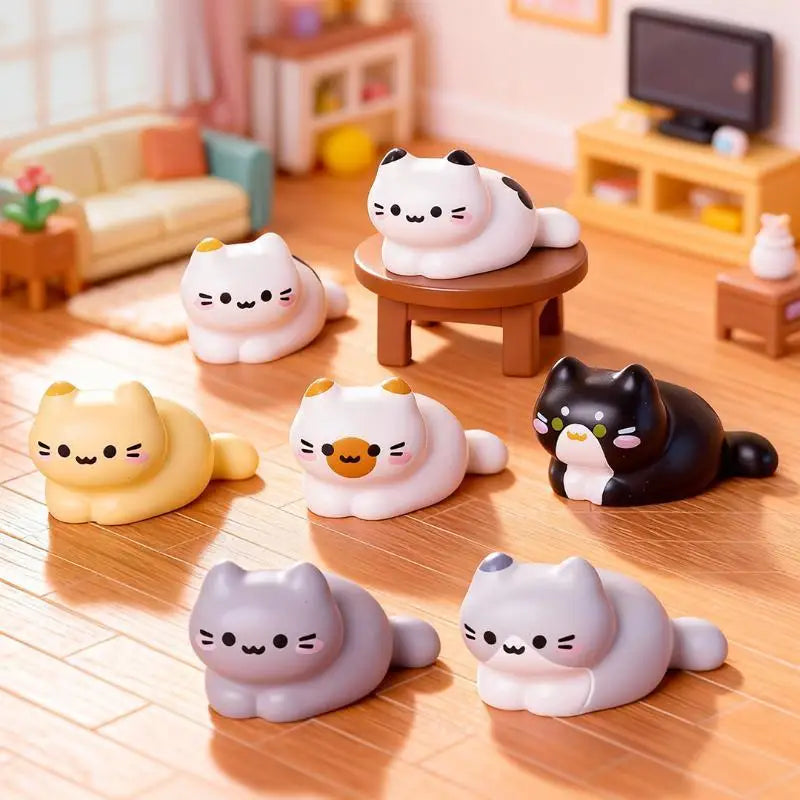 Adorable Cat Figurine Set for Desk, Shelf & Fairy Garden Decor
