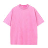 A bright pink men's retro washed heavyweight cotton oversized casual t-shirt.