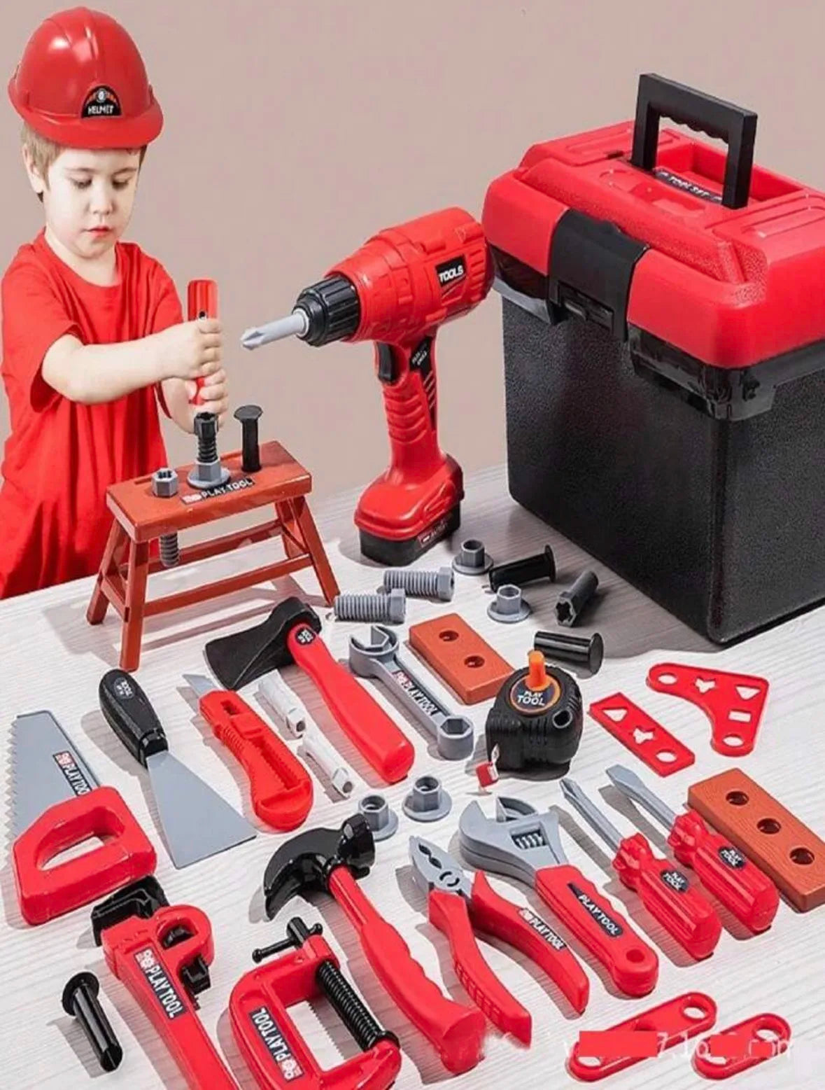 Kids Pretend Play Tool Set with Realistic Repair Accessories
