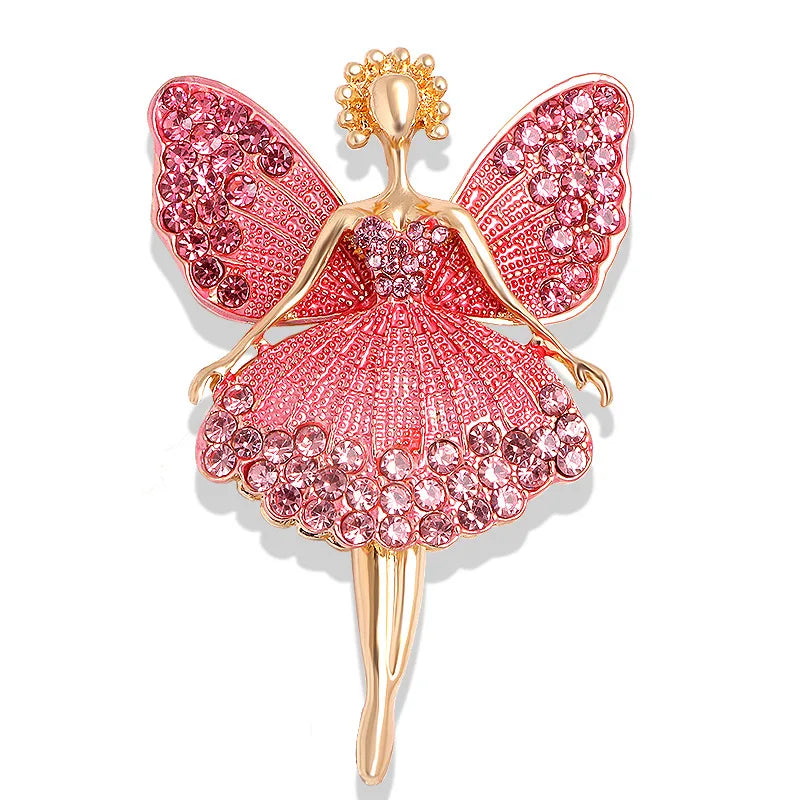 Ballerina Dancer Rhinestone Brooch for Women