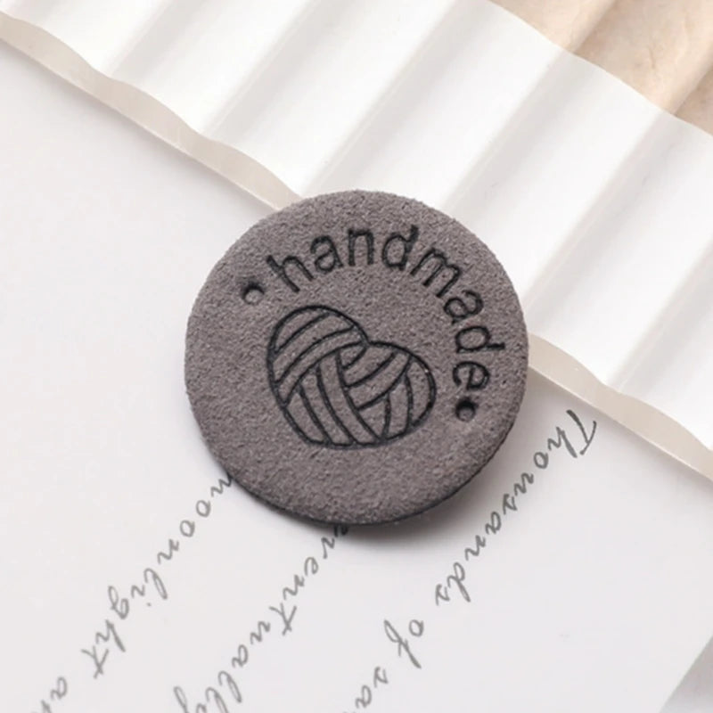 Round PU Leather Labels with Embossed Design for DIY Crafts