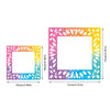 A square frame of colorful, floral-patterned paper for diamond painting, showing a 10cm by 10cm design.