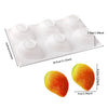 A white silicone mold with multiple fruit shapes for baking and desserts