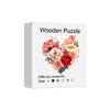 A box for a Wooden Puzzle featuring a heart shape made of colorful floral elements.