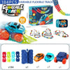 A set of 184 pieces of flexible track and cars for a kids anti-gravity race car track game.