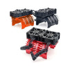 Zwei Hochleistungs-Metallkühlerlüfter für RC-Fahrzeuge in Orange und Schwarz.