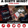 Box of Dirty Minds party card game featuring clues and answers for a group
