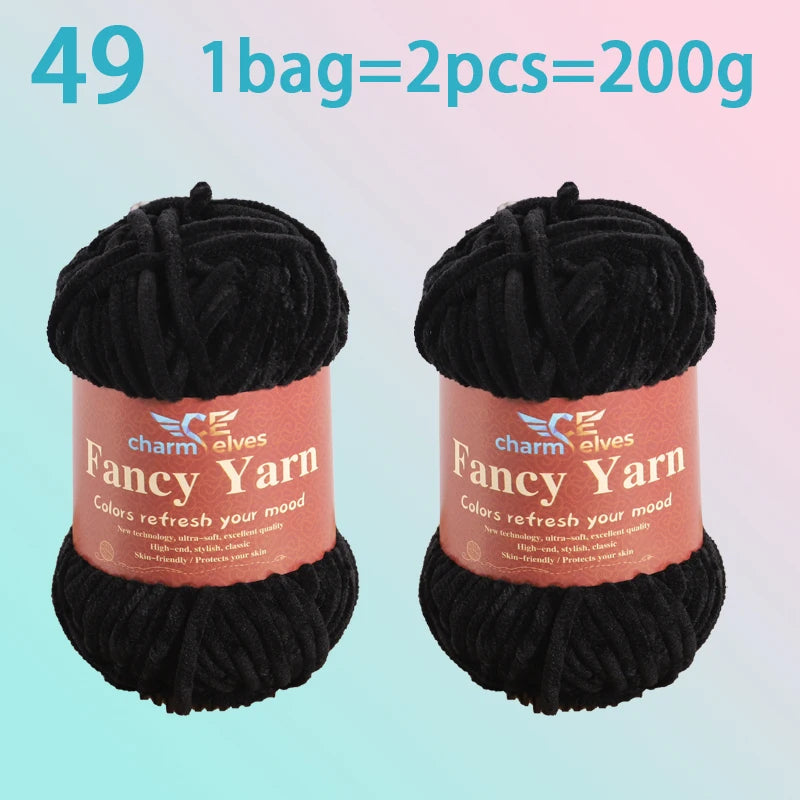 Chenille Velvet Yarn 2-Pack – Soft & Warm for Knitting and Crochet