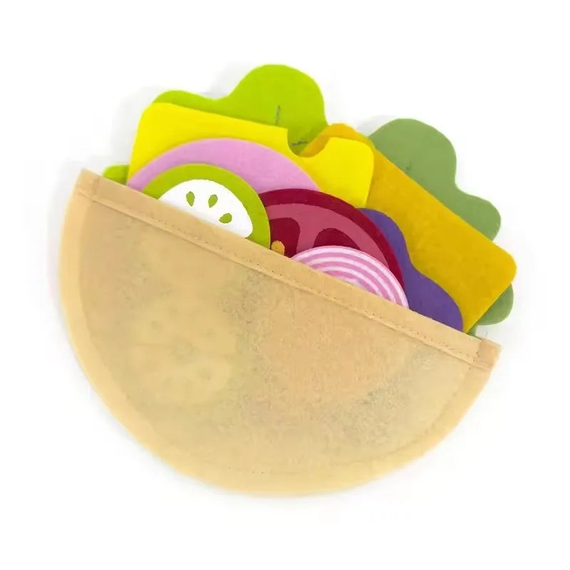 28-Piece Felt Burger & Sandwich Play Food Set for Kids