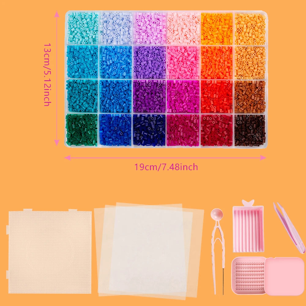 2.6mm Perler Beads Kit – 24 Colors, 12,000 Pieces for Pixel Art & DIY Crafts