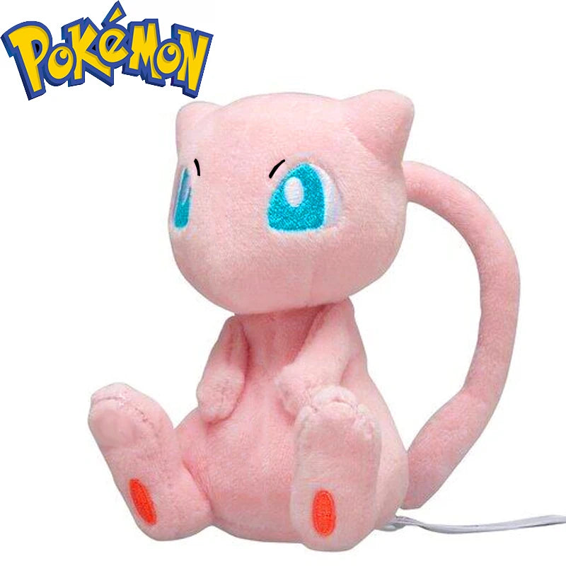 A pink, fluffy plush doll of a Pokémon character sitting down.