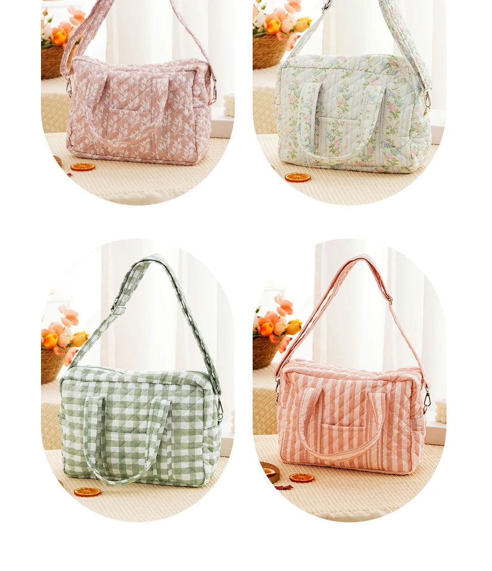 Quilted Maternity Diaper Bag with Crossbody Strap