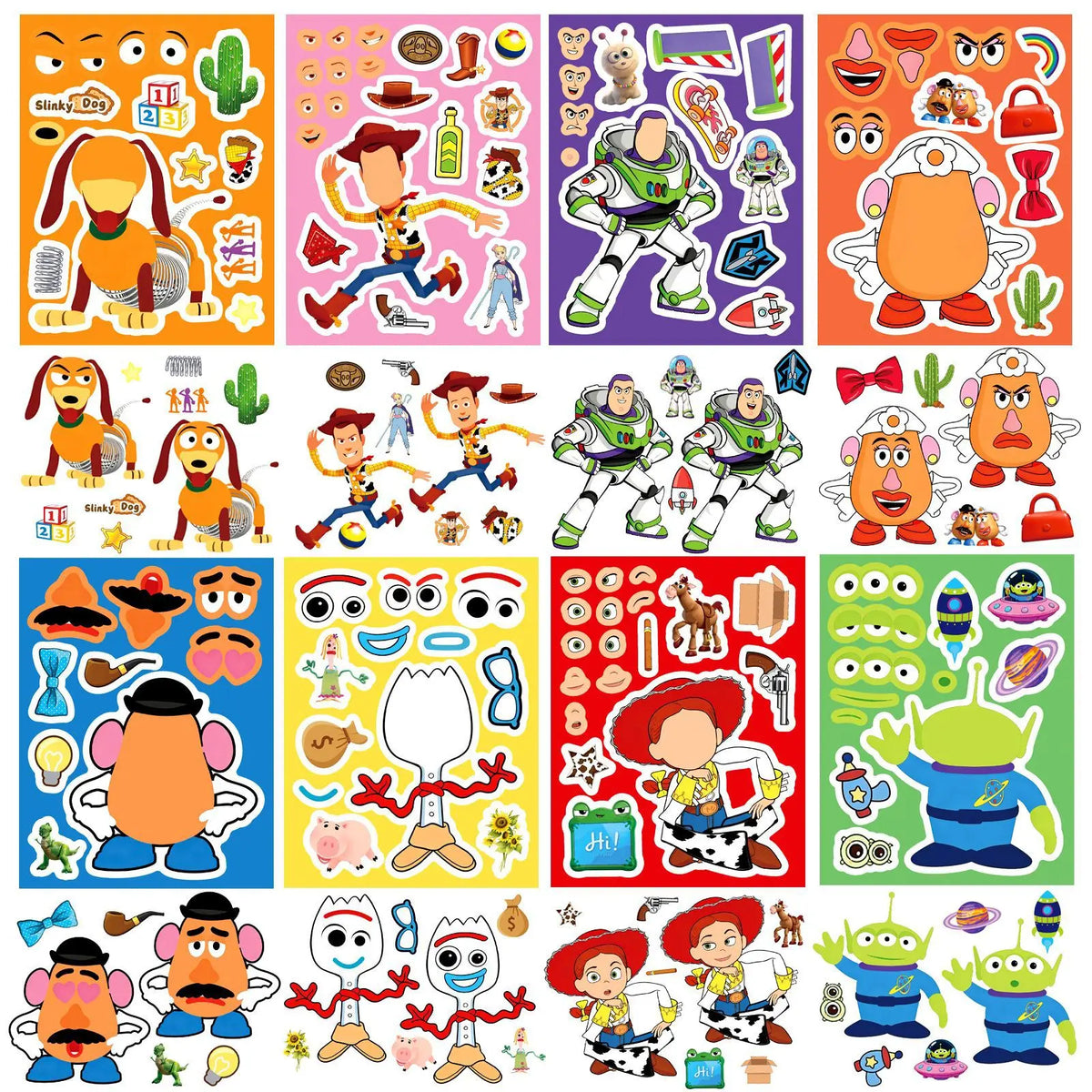 Toy Story Make a Face Sticker Set - Reusable Puzzle Stickers for Kids