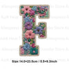 Floral letter F patch made of fabric for DIY clothing and accessories