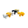 A set of six yellow and white African wildlife animal building blocks for kids and collectors.